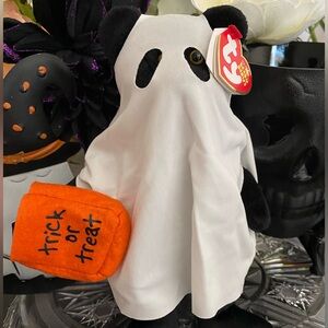 Ty Toys Ty Beanie Baby Super Rare Retired Halloween Ghost Bear